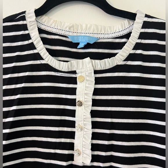 Draper Black and White Striped Short Sleeve Top size XL (F127) - Picture 3 of 10